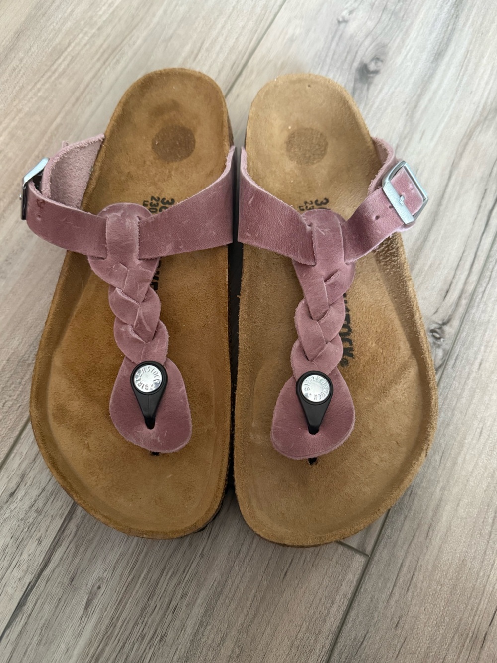 Birkenstock Braided Pink Suede Gizah Sandals Size 36